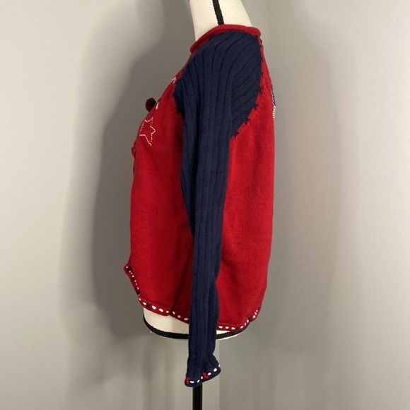 Karen Scott Sport Heavy Knot Memorial Independence Day 4th of July Bear Sweater - Picture 4 of 6